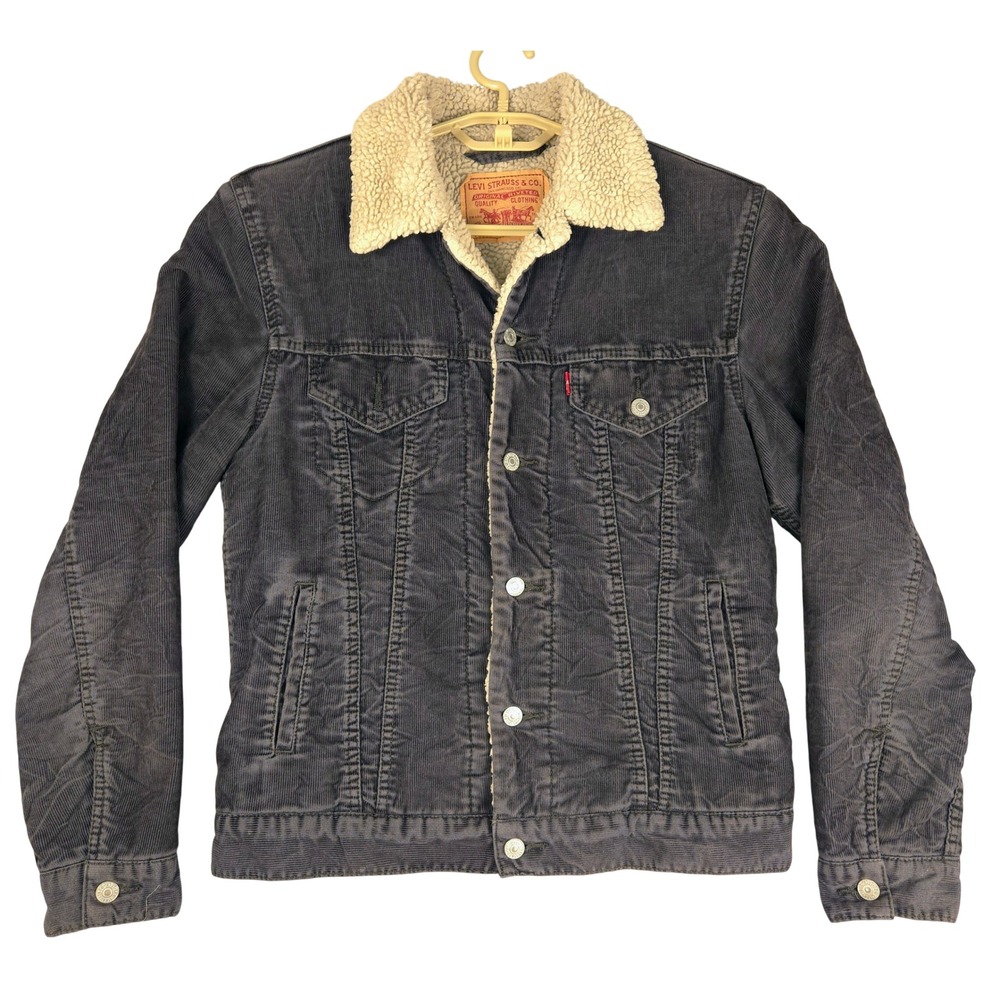 Levis 70598 Corduroy Sherpa Lined Trucker Jacket Gray Mens Small